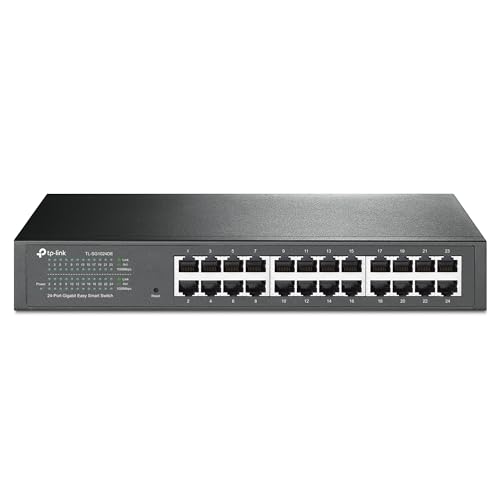 TP-Link TL-SG1024DE 24-Port Desktop Gigabit Easy-Smart Ethernet Switch, Steel Case, 13 Inch Rack-Mount, Black