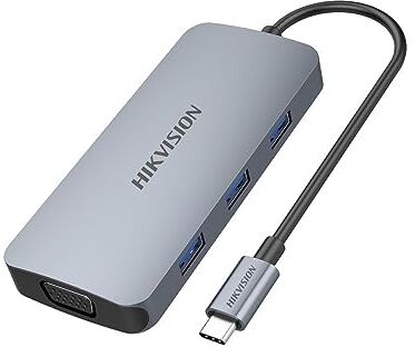 Hikvision HIK STORAGE USB-C HUB DS801 8in1 porte: 1x HDMI 4K 1x VGA 3x USB-A 3.0-1x USB-C 1x SD 1x microSD