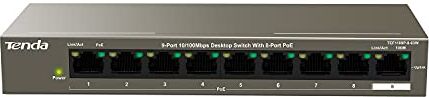 Tenda Commutatore di Rete Gestita Fast Ethernet (10/100) Supporto Power Over Ethernet (Poe) Grigio Switch di Rete