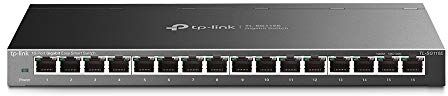 TP-Link -sg116e/16 porte Gigabit Unmanaged Pro Switch di Rete (32gbit/S capacità Switching, schermato RJ-45 45 porte, Alloggiamento in Metallo, igmp snooping, vlan, QoS, Plug e Play, luefterlos) nero