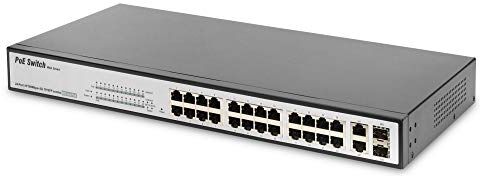 Digitus Switch di rete gestito PoE+ 19" 24 porte + 2 Uplink Combo-Uplink (RJ45/SFP) Fast Ethernet VLAN Trunking QoS