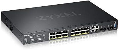 Zyxel Switch gestito PoE+ di Layer 2, 24 porte Gigabit Ethernet con budget da 375 W e 4 porte Gigabit combo e modalità ibrida su cloud [GS2220-28HP]