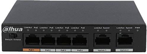 DAHUA Switch  PFS3006-4ET-60 Type L2 6 x 10Base-T/ 100Base-TX PoE ports 4 x 60 Watt DH-PFS3006-4ET-60