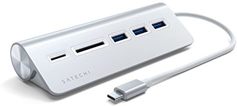 Satechi USB-C Combo Hub Per Desktop Porte Dati USB-A 3.0 e Lettore Di Schede Micro/SD Per M2/M1 Macbook Pro/Air, M2/M1 iPad Pro/Air, M2 Mac Mini, iMac M1 (Argento)