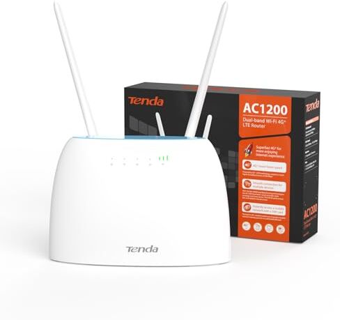 Tenda 4G09 Router 4G + Cat 6 300 Mbps, Router WiFi AC1200 Dual-Band Con Slot Per Scheda SIM, Porta LAN/WAN Gigabit, Senza configurazione