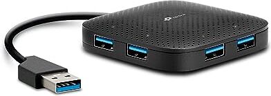 TP-Link UH400 Hub USB 3.0 -4 in 1, 4 Porte, Sdoppiatore, Multipresa Portatile, 4 Indicatori LED, Design con Cavo Pieghevole, Ultra Compatto, Adattatore per Windows, Mac OS X, Linux