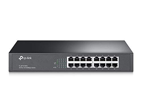 TP-Link TL-SF1016DS Switch Desktop, 16 Porte RJ45 10/100 Mbps, Plug & Play, Tecnologia Green Ethernet, Controllo di Flusso IEEE 802.3x, Struttura in Metallo, Installazione Facile, Facile da Usare