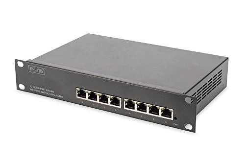Digitus Switch Gigabit Ethernet PoE+ da 8 porte a 10 pollici, gestito L2+, Nero