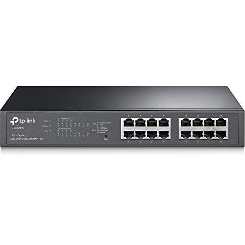 TP-Link ADATA   TL-SG1016PE 16-Port Gigabit Web Managed Facile Intelligente Ethernet Poe + Switch, 13 Pollici per Montaggio su Rack (8 Poe + Porti, 110 Watt di bilancio)