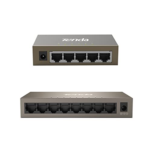 Tenda Switch Ethernet Gigabit 5 Porte & 8 Porte, Switch Gigabit RJ45, Adatto per Casa e Ufficio, Montaggio Desktop o a Parete, Plug & Play, Struttura in Acciaio, TEG1005D & TEG1008M