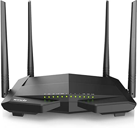 Tenda V12 Modem Router WiFi, Wireless AC1200 Dual Band VDSL/ADSL Router, 300Mbps/2.4GHz and 867Mbps/5GHz, 4 Gigabit Ports, Beamforming Technology, VPN/IPTV/IPv6/WPS Support