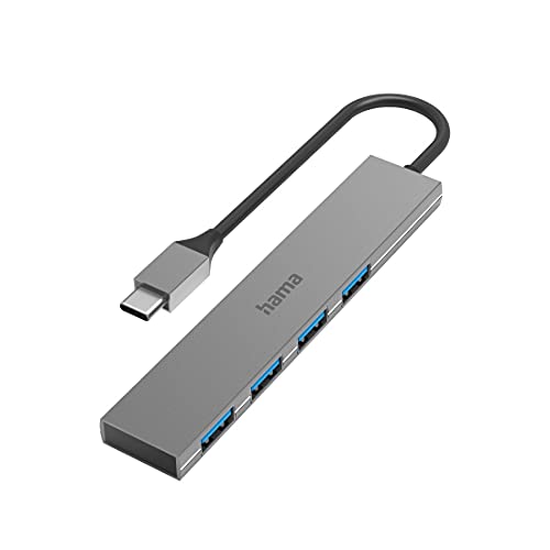 Hama Hub USB Type C 4 porte USB A, USB 3.2, 5 Gbit/s, alluminio, Ultra Slim