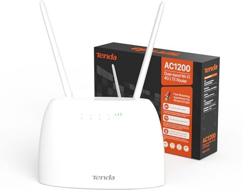 Tenda 4G07 Router 4G LTE Con SIM, Router WiFi AC1200 Dual-Band Con Slot Per Scheda SIM, Porta LAN/WAN, Senza configurazione