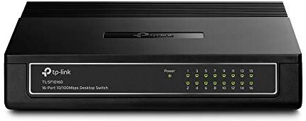 TP-Link TL-SF1016D 16-Port 10/100 Mbps Desktop Ethernet Switch/Hub, Ethernet Splitter, Plug & Play, no configuration required, Black