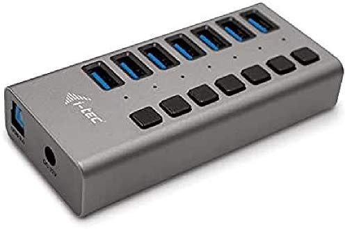 i-tec Hub USB Alimentato, Hub USB 3.0 con 7 Porte di Ricarica con Interruttore ON/off 7 Porte USB 3.0 con Alimentatore 36W