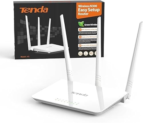 Tenda F3 N300 Router WiFi, Speed with 2.4GHz/300 Mbps, 3 LAN/WAN Porte, Antenne esterne 3 * 5dBi, Parental Control/Rete Ospiti/WISP Access Point Mode/Configurazione Semplice