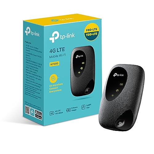 TP-Link 4G LTE Travel Mobile Mi-Fi Hotspot, Connection with Up to 10 Devices, Compatible with Most of the Network, With Long Lasting and Rechargeable Battery, Easy Management with tpMiFi App (M7000)