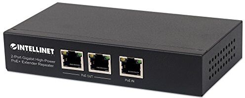 Intellinet 561266 Extender High Power POE + Gigabit a 2 porte, 2 porte pse metallo nero