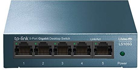 TP-Link Ls105G Switch Ethernet 5 Porte Gigabit, Sdoppiatore Ethernet, Struttura In Metallo, 802.1P/Dscp Qos, Funzionamento Silenzioso, Montaggio Desktop, Blu, ‎9.98 x 9.8 x 2.5 cm; 190 grammi