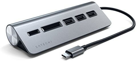 Satechi USB-C Combo Hub Per Desktop Porte Dati USB-A 3.0 e Lettore Di Schede Micro/SD Per M2/M1 Macbook Pro/Air, M2/M1 iPad Pro/Air, M2 Mac Mini, iMac M1 (Grigio Siderale)