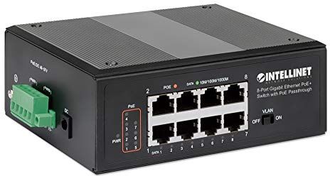 Intellinet 561624 Switch Ethernet Gigabit 8 Porte Poe+ con Poe Passante Nero