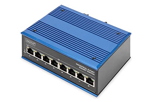 Digitus Switch di rete Gigabit Ethernet 8 porte Montaggio su DIN rail Morsettiera Senza ventole Nero/blu