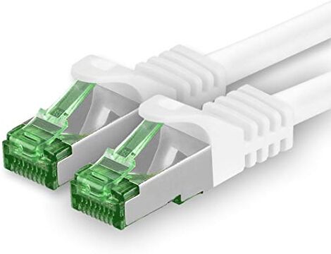 1aTTack.de Cat.7 Cavo di Rete 0,5m Bianco 1 Pezzo Ethernet LAN Cat.7 SFTP Spina RJ45 Cat6a 10 Gbit/s Compatibile con Cat5 Cat6 Cat6a Cat8 per Switch Router Modem Patchpanel