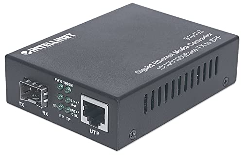 Intellinet 510493 1000Mbit/s Multi-mode,Single-mode Black network media converter Network Media Converters (1000 Mbit/s, 10Base-T,100Base-TX,1000Base-TX, IEEE 802.3,IEEE 802.3ab,IEEE 802.3u,IEEE 802.3z, Fast Ethernet, Gigabit Ethernet, 10,100,1000 Mbit/s,