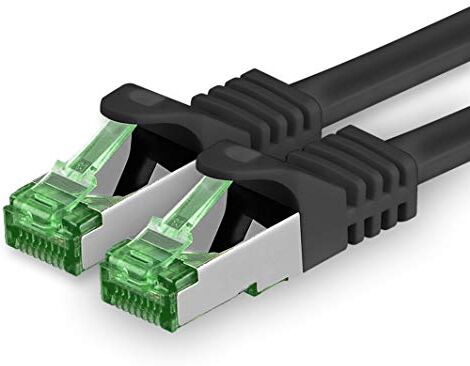 1aTTack.de Cat.7 Cavo di Rete 0,5m Nero 1 Pezzo Ethernet LAN Cat.7 SFTP Spina RJ45 Cat6a 10 Gbit/s Compatibile con Cat5 Cat6 Cat6a Cat8 per Switch Router Modem Patchpanel