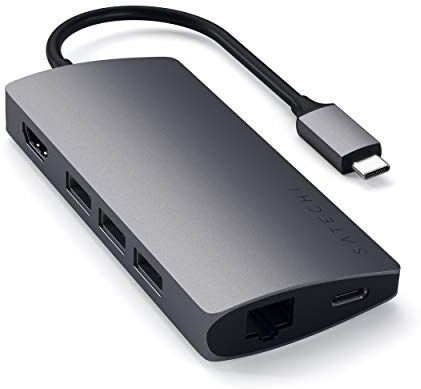 Satechi Adattatore USB-C Hub V2 HDMI 4K (60Hz), Ricarica USB-C 60W, Gbe, Lettore SD/Micro, USB 3.0 per Macbook Pro/Air M2/M1, iPad Pro/Air M2/M1, Mac Mini M2, iMac M1 (Grigio Siderale)