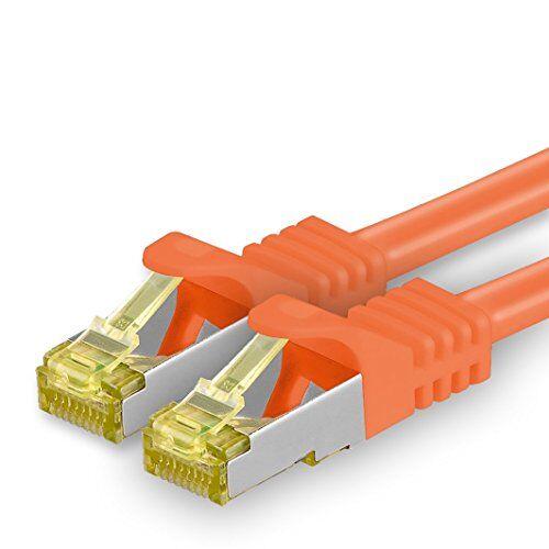 1aTTack.de Cavo di rete Ethernet Lan Cat.7 SFTP spina RJ45 Cat6a doppia schermatura 10000 Mbit/s compatibile con Cat5 Cat6 Cat6a Cat8 per switch Router Modem Patchpanel Arancione / 1 pz 10m