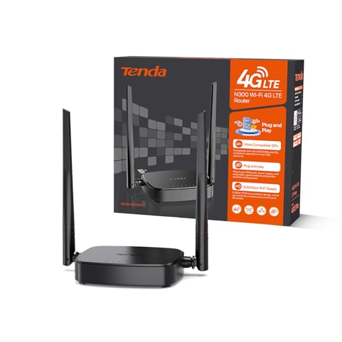 Tenda 4G03 Pro Router 4G LTE Cat4 Wireless N300Mbps, Router WiFi con SIM, Due Antenne LTE Rimovibili, Porta LAN/WAN, Modem 4G SIM, Nessuna Configurazione, Plug&Play.