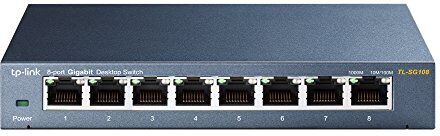 TP-Link TL-SG108 Switch 8 Porte Gigabit, 10/100/1000 Mbps, Plug & Play,‎‎ 802.1p/DSCP QoS, IGMP Snooping, Involucro in Metallo Resistente, Installazione Facile, Tecnologia Green Ethernet, IEEE 802.3x