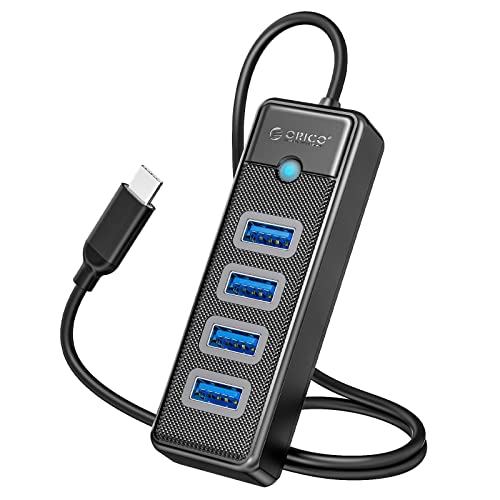 ORICO Hub USB 3.0 a 4 porte USB 3.0 tipo C, distributore USB, compatibile con laptop, MacBook Pro/Mini, iMac, Surface, PS 4, Mobile HDD e molto altro (0,5 m, nero)