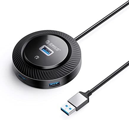 ORICO 4 porte USB Data Data Dispengnatore [Supporto di carico] con 1 porte USB 3.0 + 3 USB 2.0 per MacBook, Mac Pro, Mac Mini, IMAC, Surface Pro, XPS, PC, Flash Drive, Mobile HDD e More