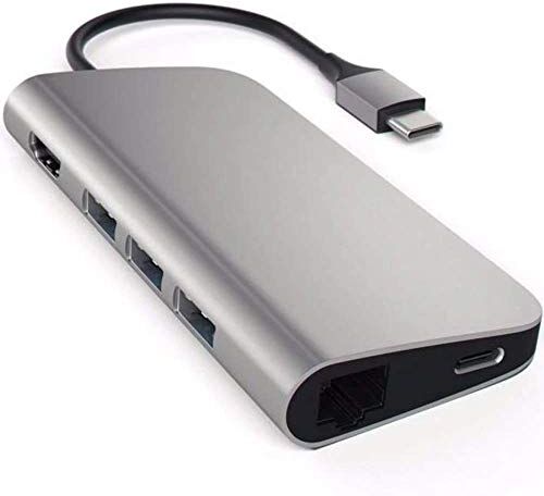 Satechi Adattatore Multiporta In Alluminio HDMI 4K, PD USB-C, Gge, Lettore Di Schede SD/Micro, USB 3.0 Per Macbook Pro/Air M2/M1, iPad Pro/Air M2/M1, Mac Mini M2, iMac M1 (Grigio Siderale)