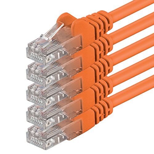 1aTTack.de 5m arancione 5 pezzi Rete Cavi Cat6 CAT 6   250MHz   non contiene alogeni   compatibile con CAT 5e / CAT6a / CAT7   10 / 100 / 1000 / 10000 Mbit / s   per switch, router, modem, Patchpannel, Access Point, pannelli di permutazione