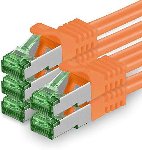 1aTTack.de Cat.7 Cavo di Rete 0,5m arancione 5 Pezzi Ethernet LAN Cat.7 SFTP Spina RJ45 Cat6a 10 Gbit/s Compatibile con Cat5 Cat6 Cat6a Cat8 per Switch Router Modem Patchpanel