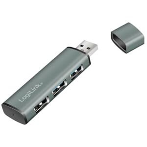 Logilink Hub USB 3.2 (Gen2) a 3 Porte, alloggiamento in Alluminio con Coperchio Protettivo Logilink Hub USB 3.2 (Gen2) a 3 Porte, alloggiamento in Alluminio con Coperchio Protettivo