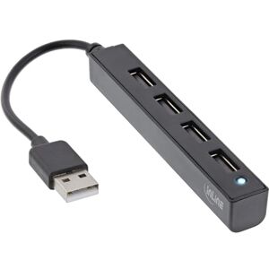 InLine ® Hub USB 2.0 a 4 porte, USB-A maschio a 4 USB-A femmina, cavo 15 cm, design sottile, nero InLine ® Hub USB 2.0 a 4 porte, USB-A maschio a 4 USB-A femmina, cavo 15 cm, design sottile, nero