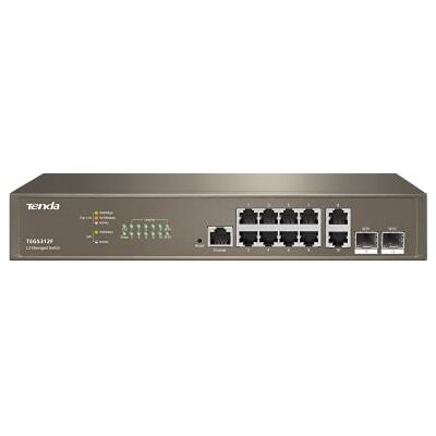 Tenda TEG5312F Switch Ethernet Gigabit Managed L3, 10 Porte Gigabit Base-T Ethernet con 2 Porte Gigabit Base-X SFP, QoS, Difese da Attacchi Multipli, Desktop e Montato su Rack, Struttura in Acciaio Tenda TEG5312F Switch Ethernet Gigabit Managed L3, 10 Porte Gigabit Base-T Ethernet con 2 Porte Gigabit Base-X SFP, QoS, Difese da Attacchi Multipli, Desktop e Montato su Rack, Struttura in Acciaio