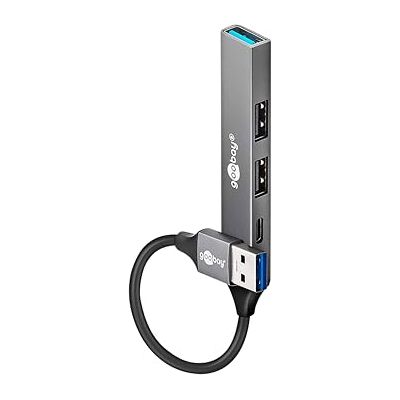 goobay Hub a 4 porte USB 3.2 Slim, Multiple Plug, 5 Gbit, Splitter, A to 3xA and 1xC Multiport Adapter 3.0-74458 goobay Hub a 4 porte USB 3.2 Slim, Multiple Plug, 5 Gbit, Splitter, A to 3xA and 1xC Multiport Adapter 3.0-74458