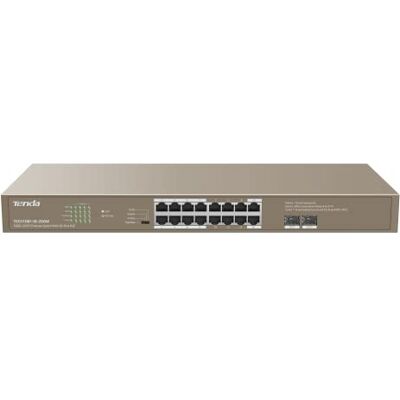 Tenda Switch PoE 18 Porte Gigabit, 16 Porte PoE+ 250W, Ogni Porta Fino a 30 W, 2 Porte SFP Uplink Gigabit, Una chiave Standard/Estendi/Vlan/Priorità, QoS, Trasmissione Fino a 250 M, TEG1118P-16-250W Tenda Switch PoE 18 Porte Gigabit, 16 Porte PoE+ 250W, Ogni Porta Fino a 30 W, 2 Porte SFP Uplink Gigabit, Una chiave Standard/Estendi/Vlan/Priorità, QoS, Trasmissione Fino a 250 M, TEG1118P-16-250W