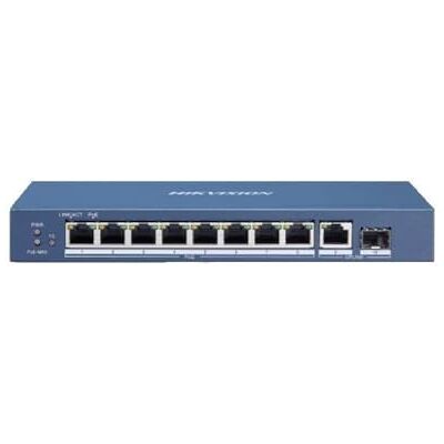 Hikvision Switch 10 Porte ~ 8 Porte Gigabit PoE ~ 1 Porta RJ45 Gigabit ~ 1 Porta SFP Fibra Ottica Switch rete DS-3E0510P-E/M Hikvision Switch 10 Porte ~ 8 Porte Gigabit PoE ~ 1 Porta RJ45 Gigabit ~ 1 Porta SFP Fibra Ottica Switch rete DS-3E0510P-E/M