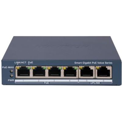 Hikvision Switch Gigabit PoE Gestibile 4 Porte PoE 802.3af/at + 2 Uplink RJ45 Hikvision Switch Gigabit PoE Gestibile 4 Porte PoE 802.3af/at + 2 Uplink RJ45