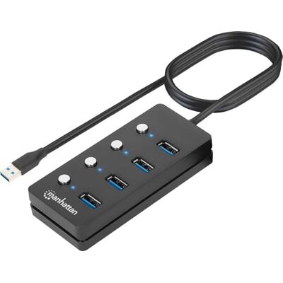 Manhattan 180887 Hub USB 3.2 Gen 1 a 4 Porte Type-A con Interruttori per Singola Porta Nero Manhattan 180887 Hub USB 3.2 Gen 1 a 4 Porte Type-A con Interruttori per Singola Porta Nero