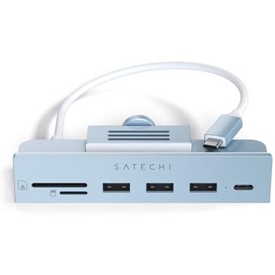 Satechi Hub USB C con Morsetto per iMac 24" M1 e Studio Display, Blu Satechi Hub USB C con Morsetto per iMac 24" M1 e Studio Display, Blu