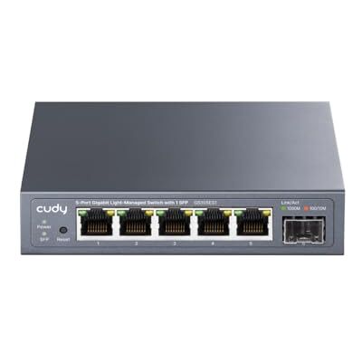 Cudy Switch Gigabit Smart a 6 Porte, 1 uplink SFP, 12,5 Gbps, GS105ES1 Cudy Switch Gigabit Smart a 6 Porte, 1 uplink SFP, 12,5 Gbps, GS105ES1
