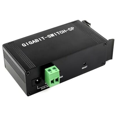 Waveshare Industriequalität, 5P Gigabit Ethernet Switch IEEE 802.3X-konform Vollduplex 10/100/1000M Anschluss DIN-Schienenmontage Waveshare Industriequalität, 5P Gigabit Ethernet Switch IEEE 802.3X-konform Vollduplex 10/100/1000M Anschluss DIN-Schienenmontage