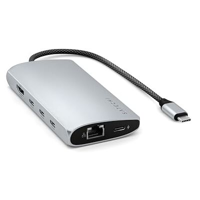 Satechi Hub USB C 8 in 1 V3, PD 85W, HDMI 8K, Argento Satechi Hub USB C 8 in 1 V3, PD 85W, HDMI 8K, Argento